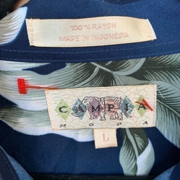 Campia Moda Hawaiian Shirt Sz L Men Vacation Button Down Short Sleeve - Picture 8 of 10